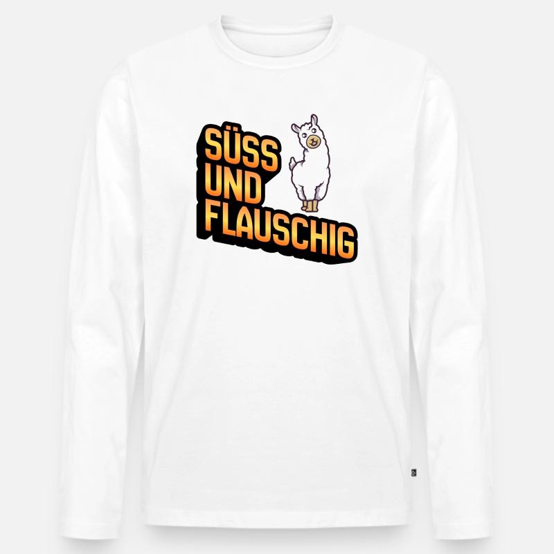 Süss und Flauschig Lama - Männer Premium Bio Langarmshirt - Weiß