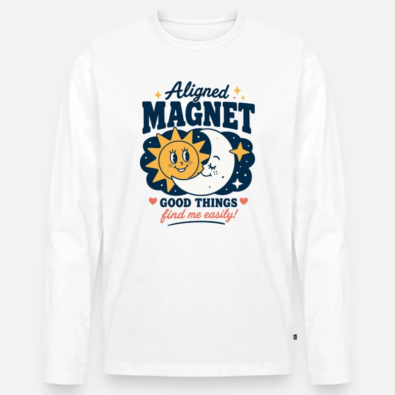 Aligned Magnet Good Things Design - Männer Premium Bio Langarmshirt - Weiß