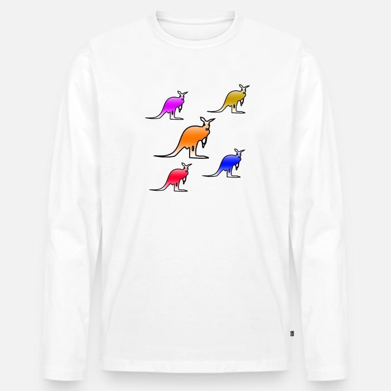 Kängurus - Männer Premium Bio Langarmshirt - Weiß