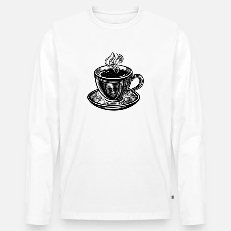 Kaffeetasse - Männer Premium Bio Langarmshirt - Weiß