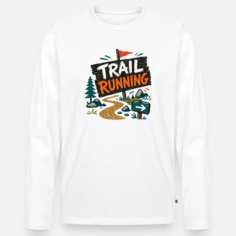 Trailrunning - Männer Premium Bio Langarmshirt - Weiß