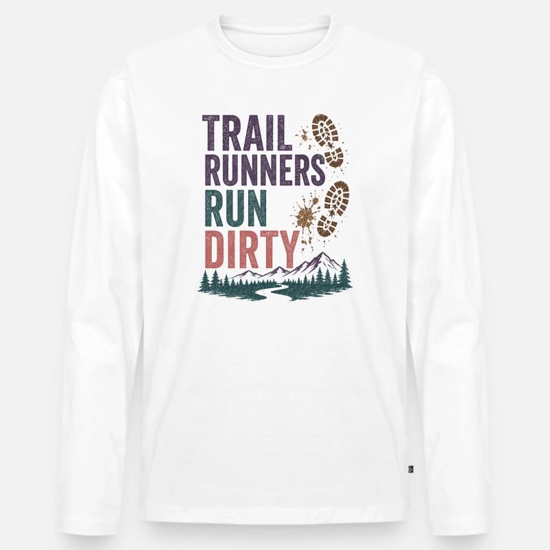 Trailrunner laufen schmutzig - Männer Premium Bio Langarmshirt - Weiß