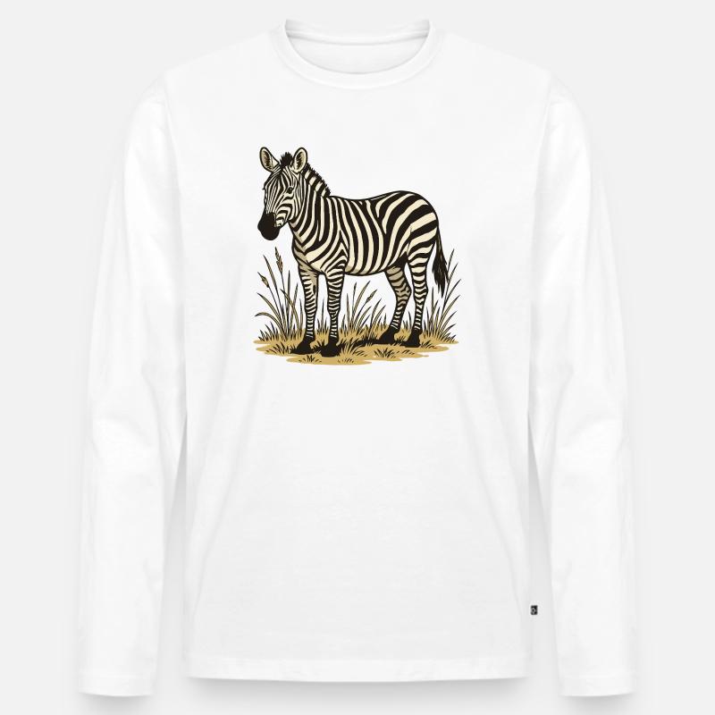 Zebra - Männer Premium Bio Langarmshirt - Weiß