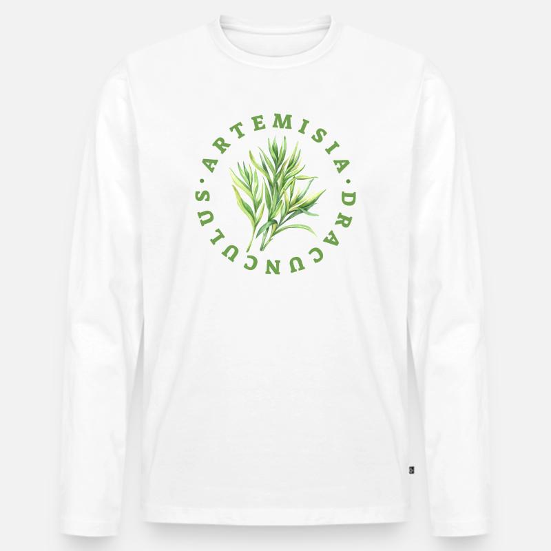 Artemisia Dracunculus Blattemblem - Männer Premium Bio Langarmshirt - Weiß
