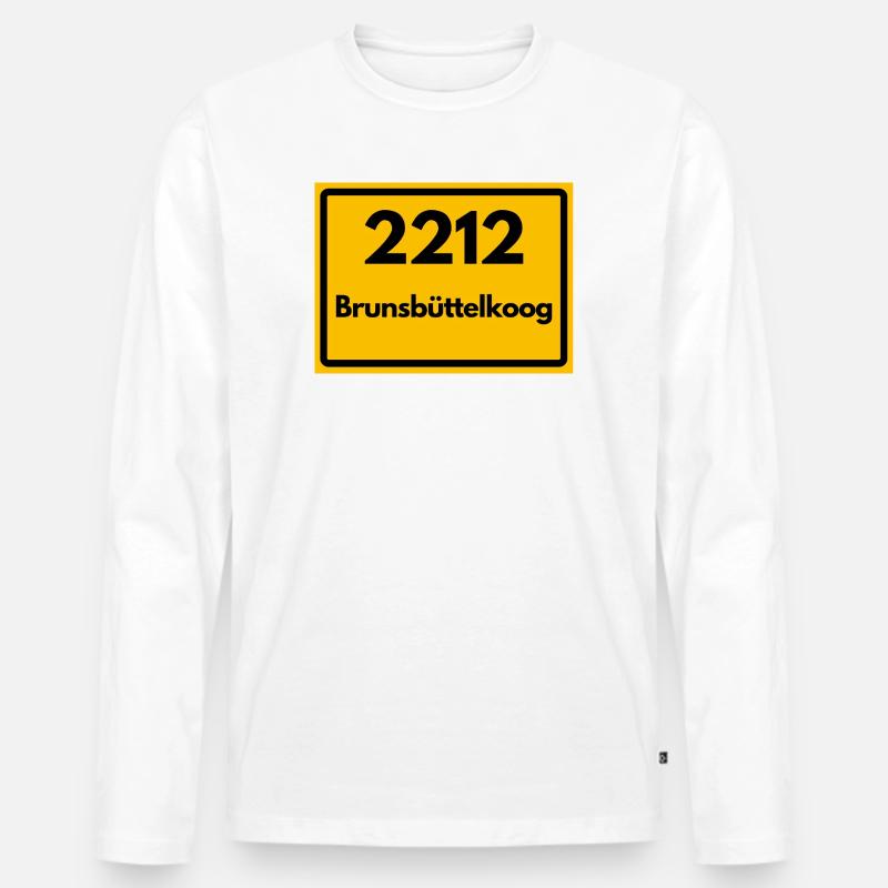 ALTE POSTLEITZAHL 2212 BRUNSBÜTTELKOOG - Männer Premium Bio Langarmshirt - Weiß