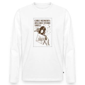 Core Reminder: Record Store | Vinyl - Men's Premium Organic Long Sleeve Shirt - white - Front - Nico (187cm)