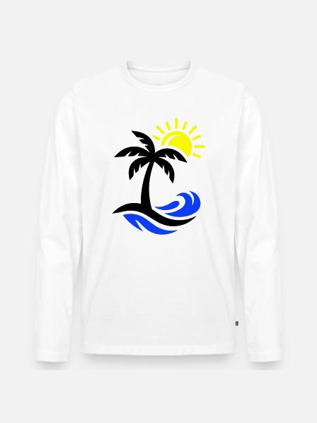 Palm Tree Beach Ocean - Men's Premium Organic Long Sleeve Shirt - white
