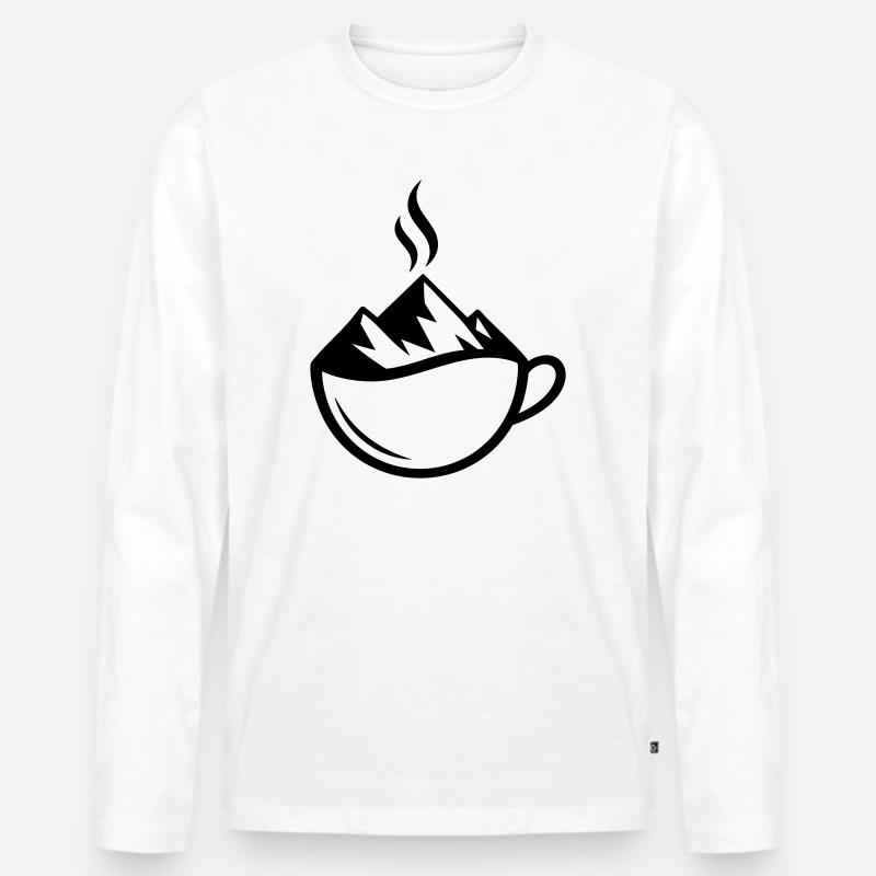 Berg Kaffee Outdoor Tasse - Männer Premium Bio Langarmshirt - Weiß