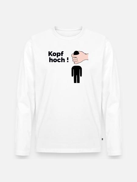 Kopf hoch - Männer Premium Bio Langarmshirt - Weiß