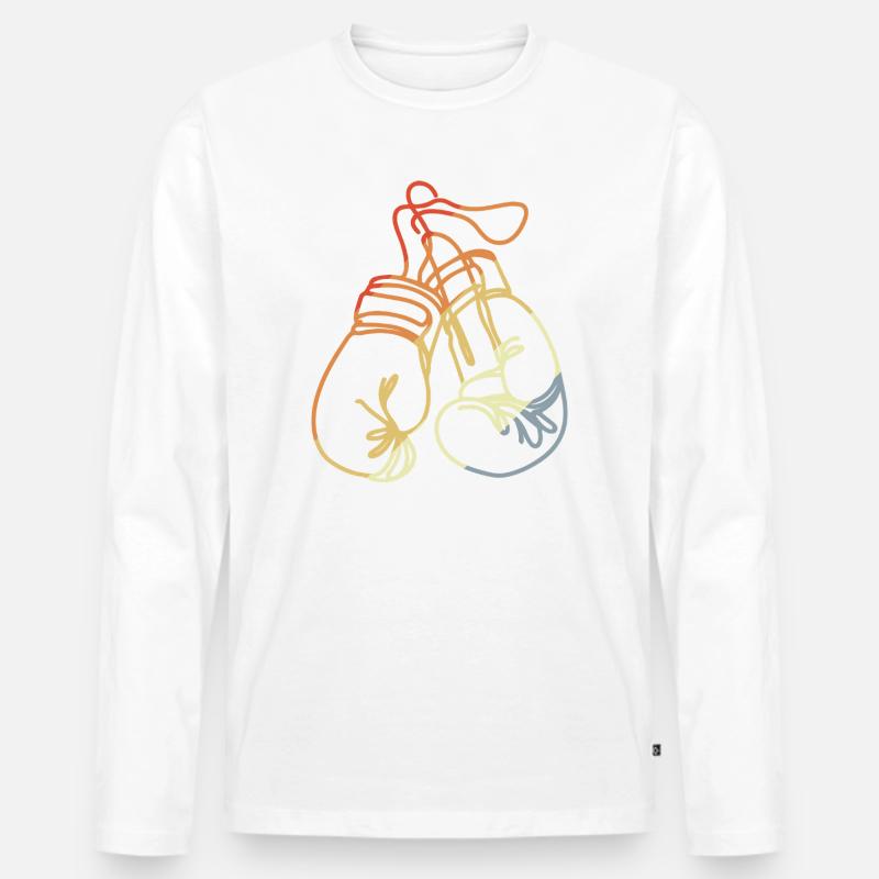 Boxhandschuhe Retro Style - Männer Premium Bio Langarmshirt - Weiß