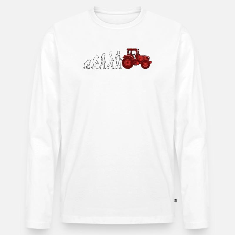 Evolution Farmer Farmer Traktor - Männer Premium Bio Langarmshirt - Weiß