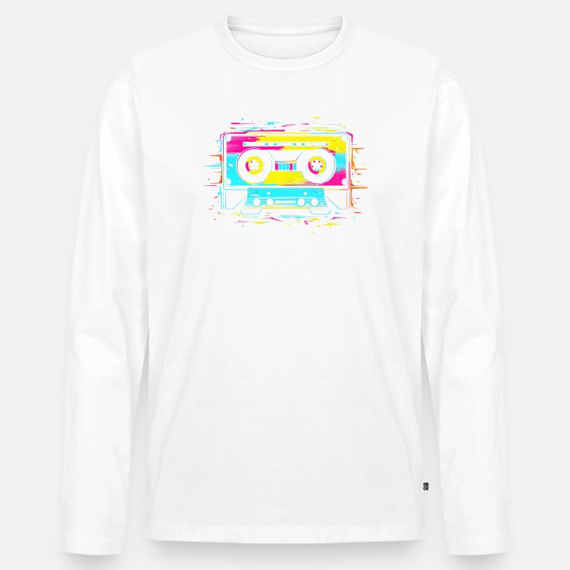 90er Kassette - Männer Premium Bio Langarmshirt - Weiß