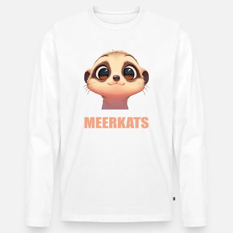 Meerkat Erdmännchen - Männer Premium Bio Langarmshirt - Weiß