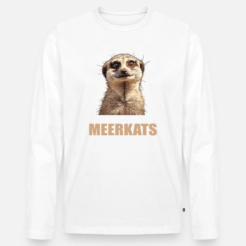 Meerkat Erdmännchen - Männer Premium Bio Langarmshirt - Weiß