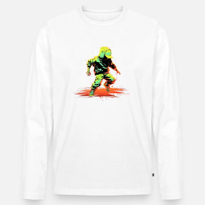 Breakdance Steamwave - Männer Premium Bio Langarmshirt - Weiß