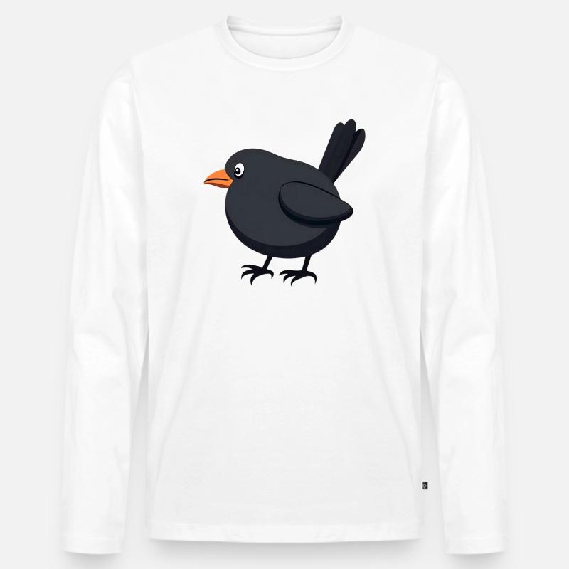 Amsel Vogel - Männer Premium Bio Langarmshirt - Weiß