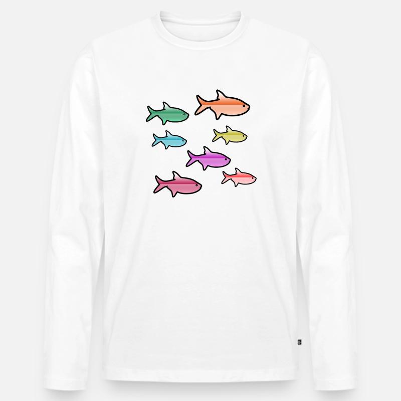 Fische - Männer Premium Bio Langarmshirt - Weiß