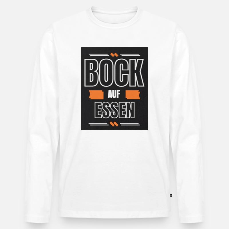 Bock auf Essen - Männer Premium Bio Langarmshirt - Weiß