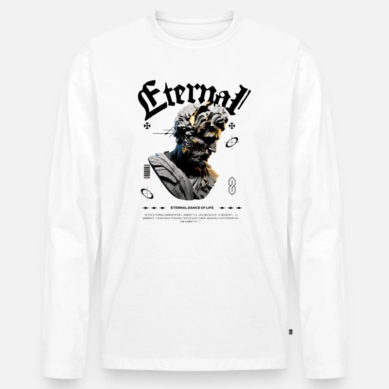 Ewige Bronzestatue Glitch - Männer Premium Bio Langarmshirt - Weiß