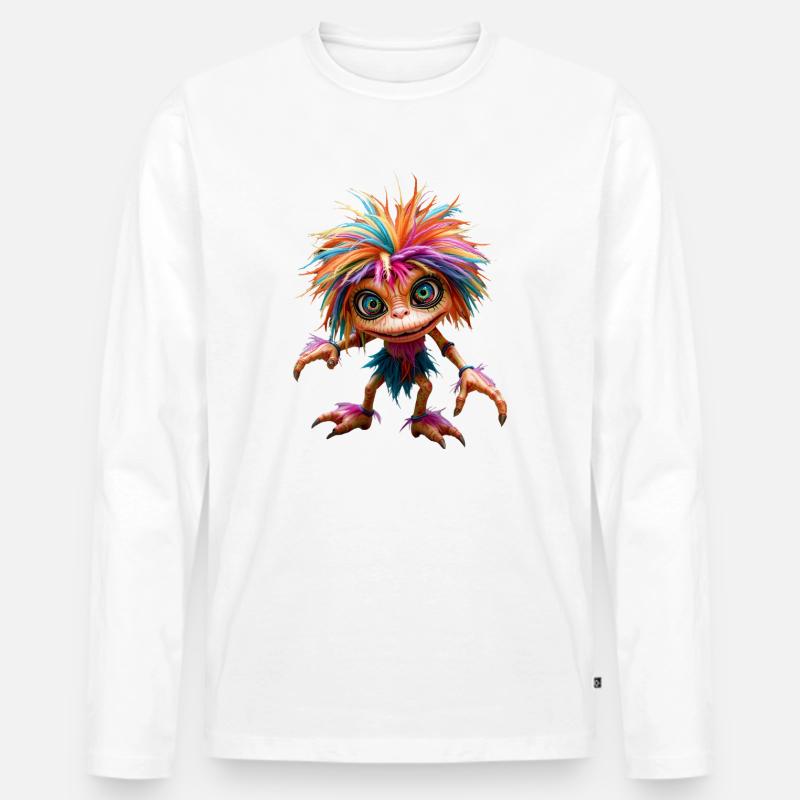 Mehrfarbiges, pelziges Wesen - Männer Premium Bio Langarmshirt - Weiß
