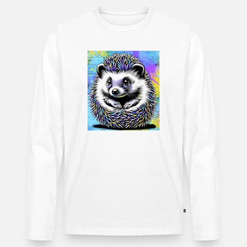 Igel - Männer Premium Bio Langarmshirt - Weiß