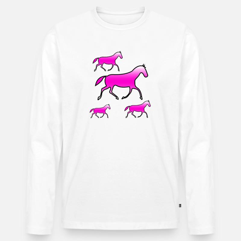 Pferde - Männer Premium Bio Langarmshirt - Weiß