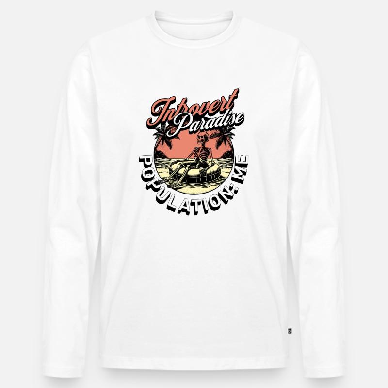 Introvert Paradise - Männer Premium Bio Langarmshirt - Weiß