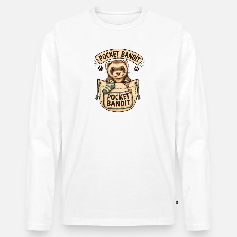 POCKET BANDIT - Männer Premium Bio Langarmshirt - Weiß