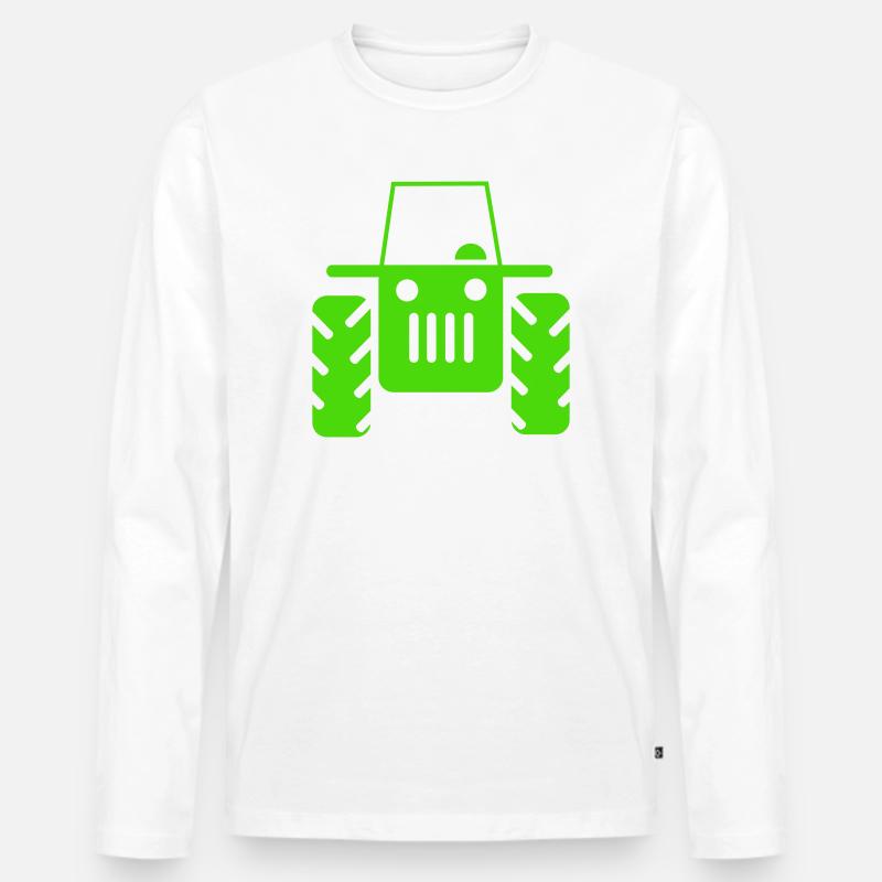 Retro Traktor  - Männer Premium Bio Langarmshirt - Weiß