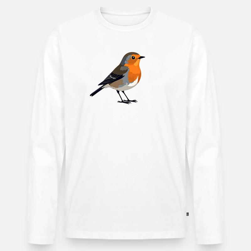 Rotkehlchen - Männer Premium Bio Langarmshirt - Weiß