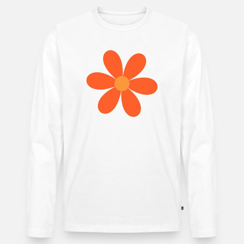 Orangenblüte Daisy Design - Männer Premium Bio Langarmshirt - Weiß