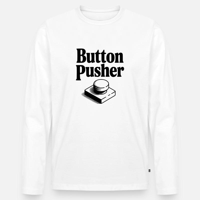 Knopfdrücker - Männer Premium Bio Langarmshirt - Weiß