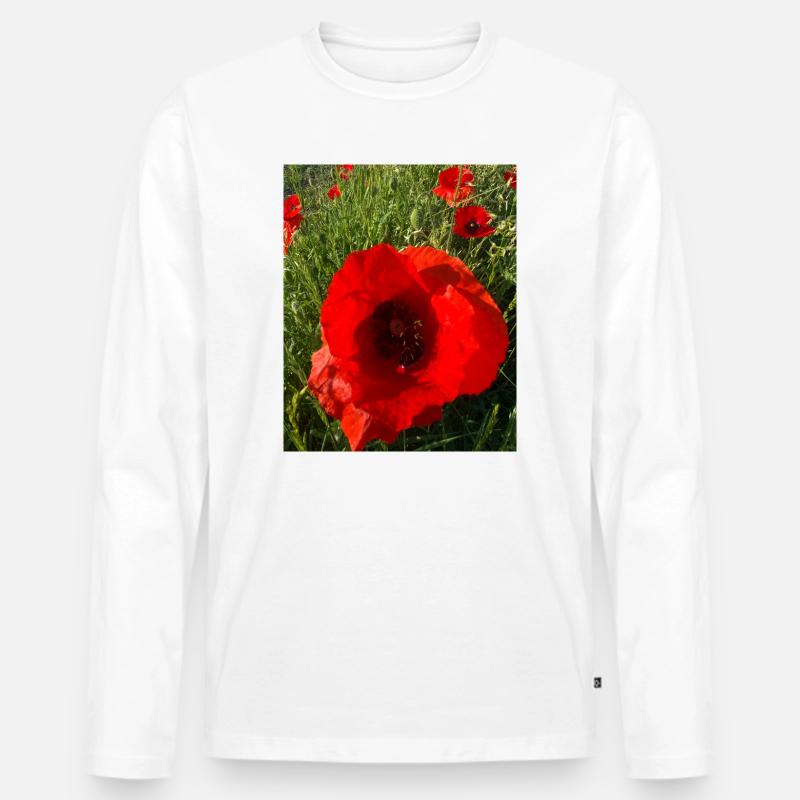 Mohnblumen in der Sonne 🌺 - Männer Premium Bio Langarmshirt - Weiß