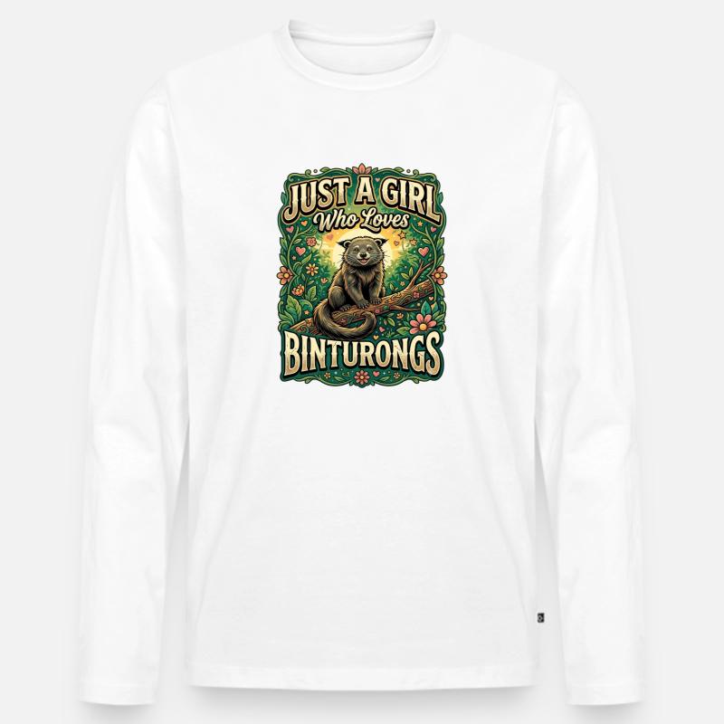 Nur ein Mädchen liebt Binturongs - Männer Premium Bio Langarmshirt - Weiß