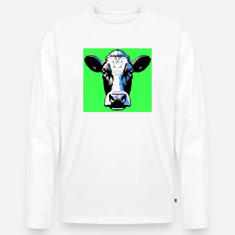 Kuh - Männer Premium Bio Langarmshirt - Weiß