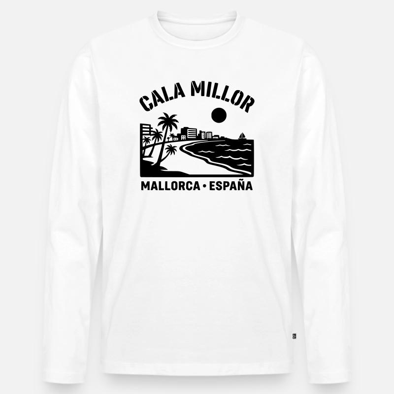 cala millor Mallorca - Männer Premium Bio Langarmshirt - Weiß