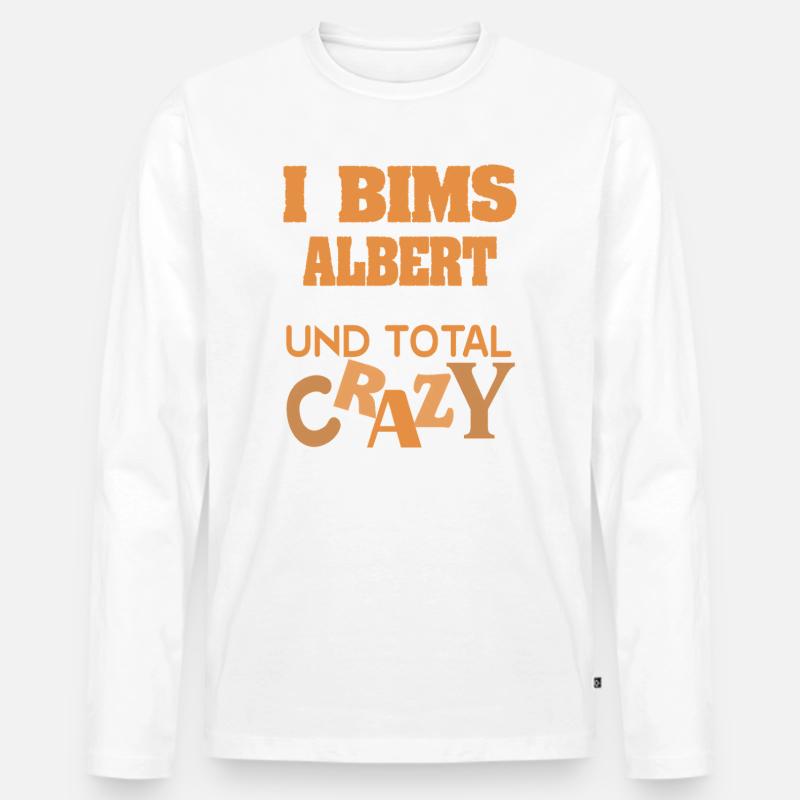 Albert als Crazy - Männer Premium Bio Langarmshirt - Weiß