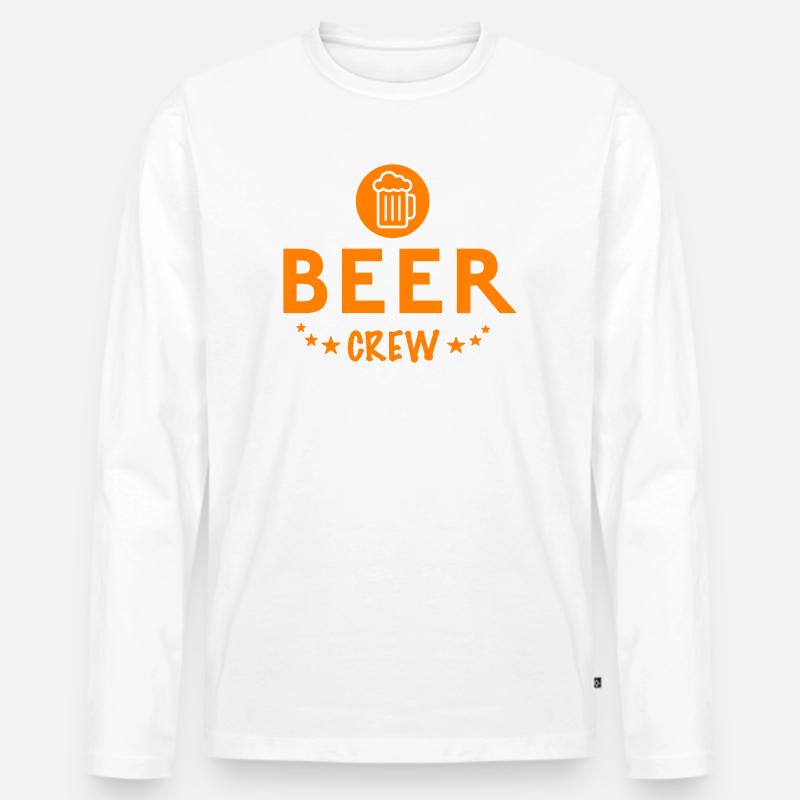 Beer Crew - Männer Premium Bio Langarmshirt - Weiß