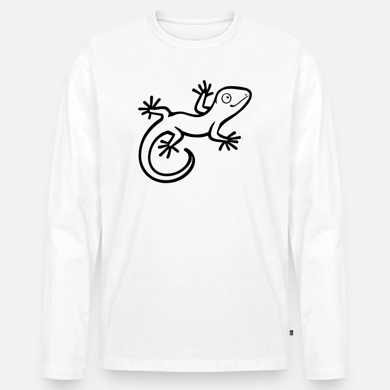 Eidechse - Männer Premium Bio Langarmshirt - Weiß