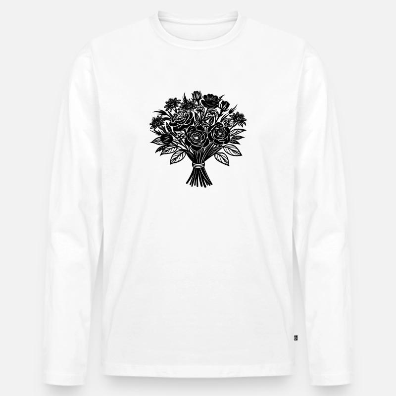 Blumenstrauß - Männer Premium Bio Langarmshirt - Weiß