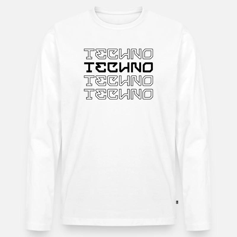 Techno-modernes Typografie-Logodesign - Männer Premium Bio Langarmshirt - Weiß