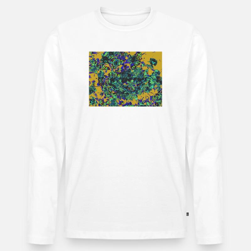 Neonblüten Psychedelisches Floraldesign - Männer Premium Bio Langarmshirt - Weiß