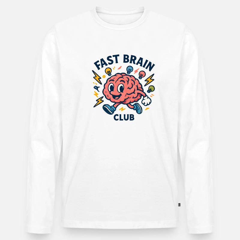 Schneller Geist Klub - Männer Premium Bio Langarmshirt - Weiß