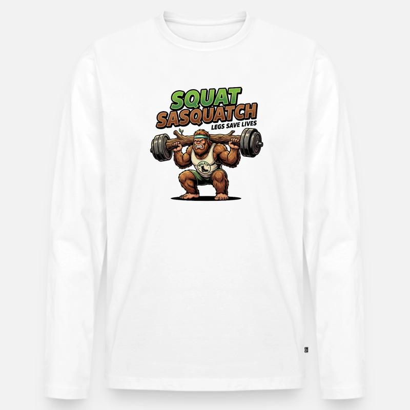 Sasquatch Squat Power - Männer Premium Bio Langarmshirt - Weiß