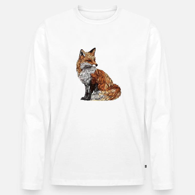 Fuchs - Männer Premium Bio Langarmshirt - Weiß