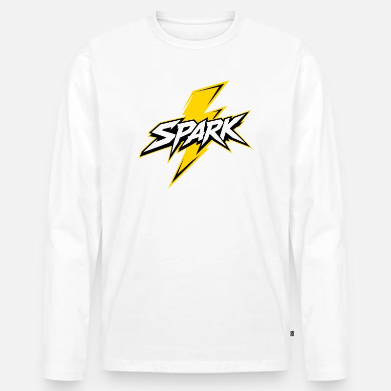 Spark Blitz Comic Logo - Männer Premium Bio Langarmshirt - Weiß