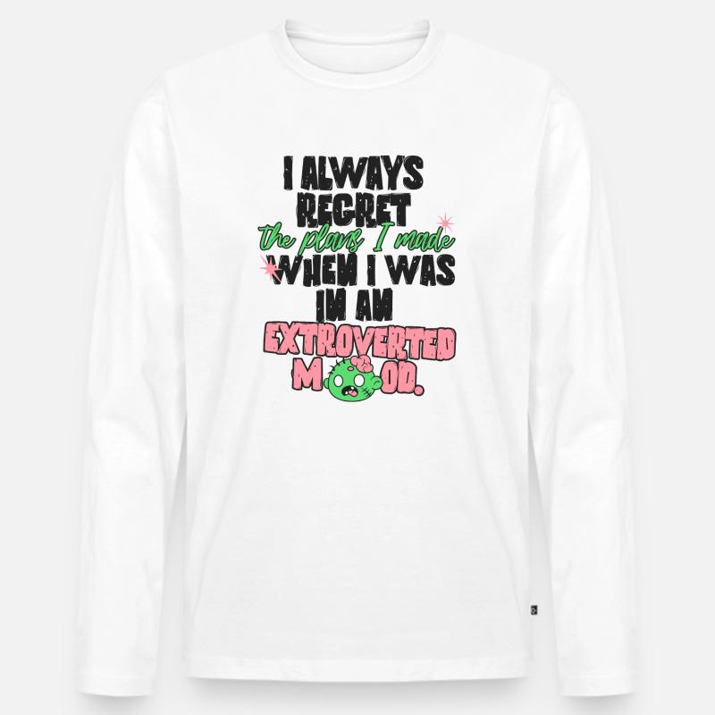 Introvert Plans - Männer Premium Bio Langarmshirt - Weiß