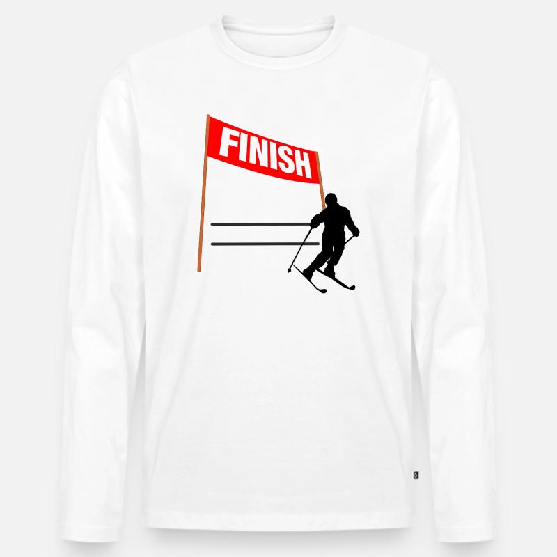Ski-Finish Custom - Männer Premium Bio Langarmshirt - Weiß