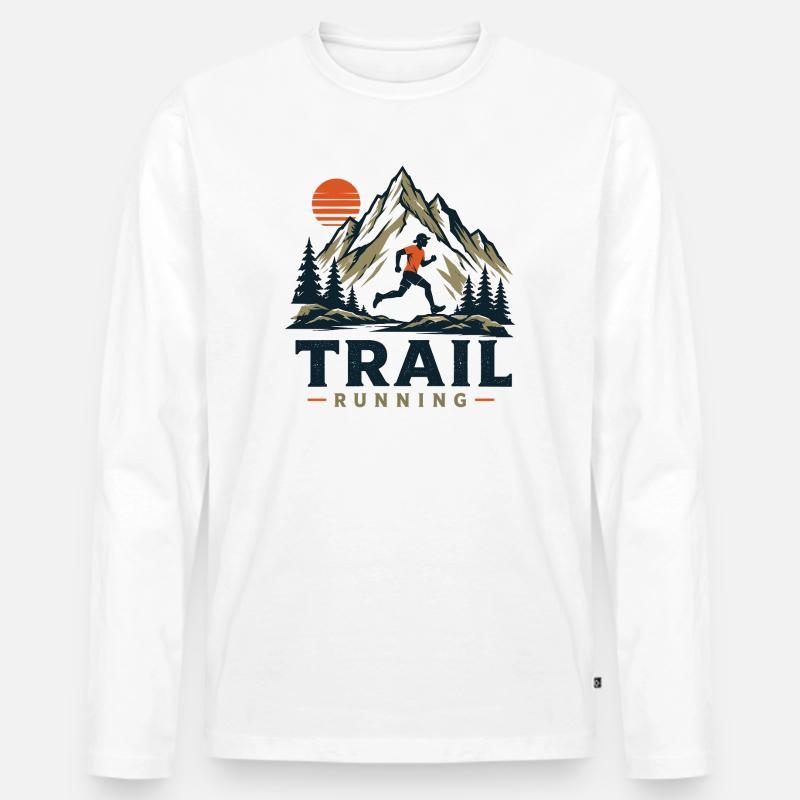Trailrunning - Männer Premium Bio Langarmshirt - Weiß