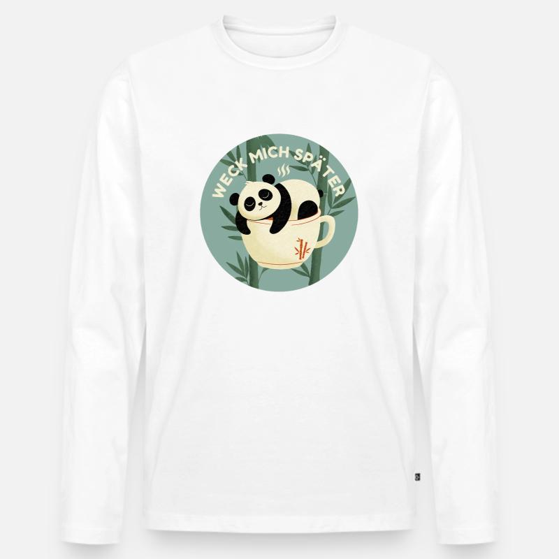 Verträumter Panda - Männer Premium Bio Langarmshirt - Weiß